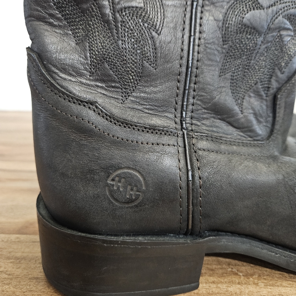 Double H Mens Black  Pull On Cowboy Western Boots Size 8.5 EE Square Toe - Picture 5 of 16